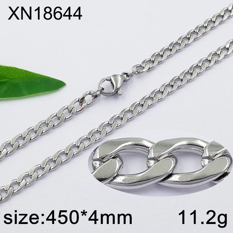 Geometric Cuban Chain Link Necklace For Men In Hip-Hop Style, Real Gold Plated Titanium Steel With 304 Stainless Steel Pendant