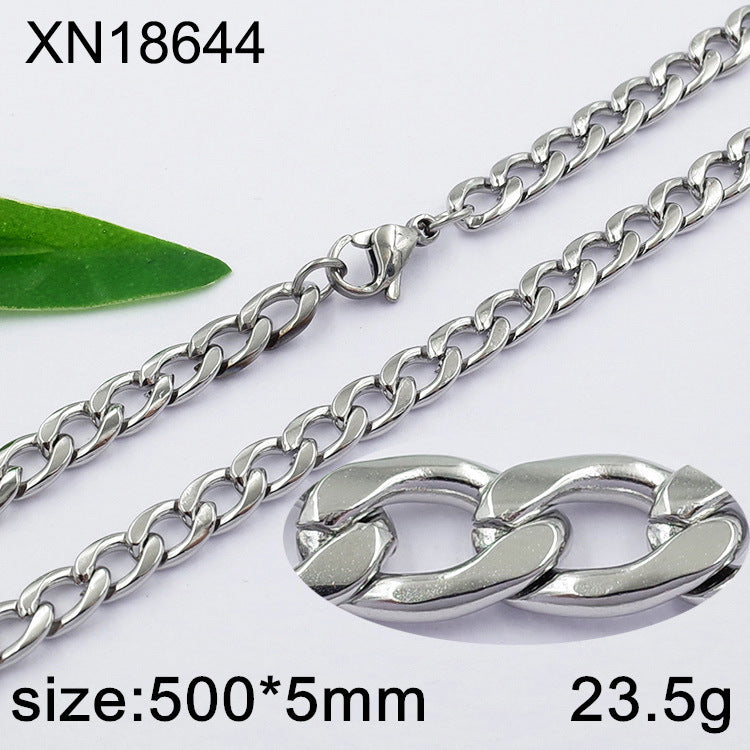 Geometric Cuban Chain Link Necklace For Men In Hip-Hop Style, Real Gold Plated Titanium Steel With 304 Stainless Steel Pendant