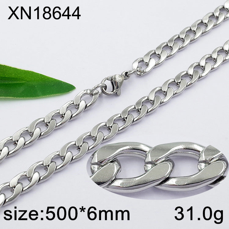 Geometric Cuban Chain Link Necklace For Men In Hip-Hop Style, Real Gold Plated Titanium Steel With 304 Stainless Steel Pendant