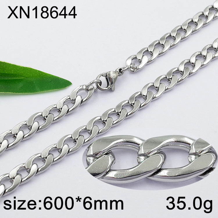 Geometric Cuban Chain Link Necklace For Men In Hip-Hop Style, Real Gold Plated Titanium Steel With 304 Stainless Steel Pendant