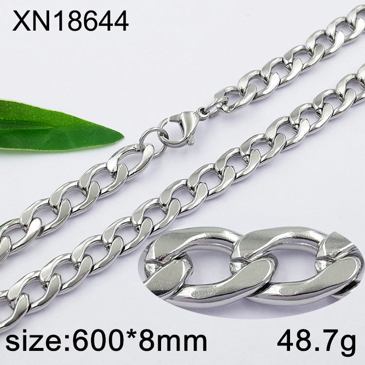 Geometric Cuban Chain Link Necklace For Men In Hip-Hop Style, Real Gold Plated Titanium Steel With 304 Stainless Steel Pendant