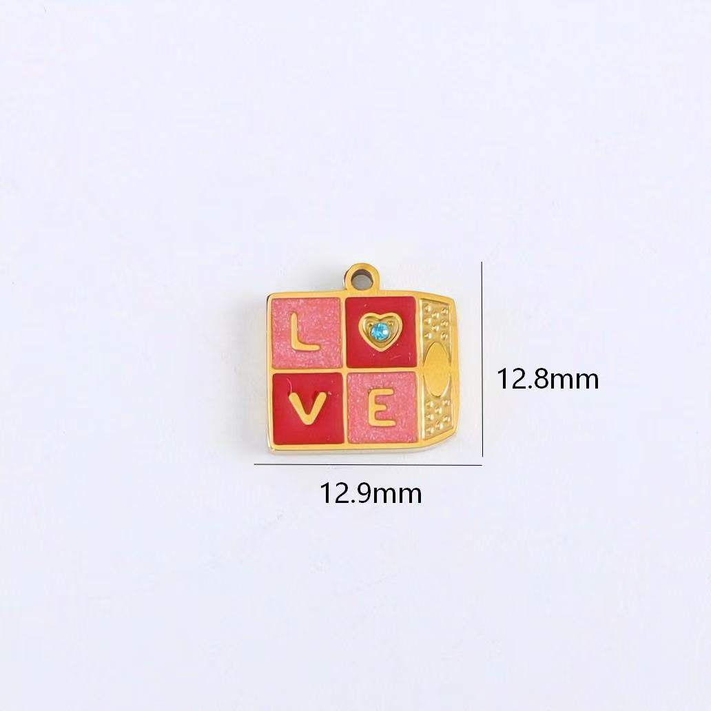 Sweet Heart Shape Hair Accessories Card With 10 PCS 18K Real Gold Plated 304 Stainless Steel Pendants Featuring OT Toggle Clasp