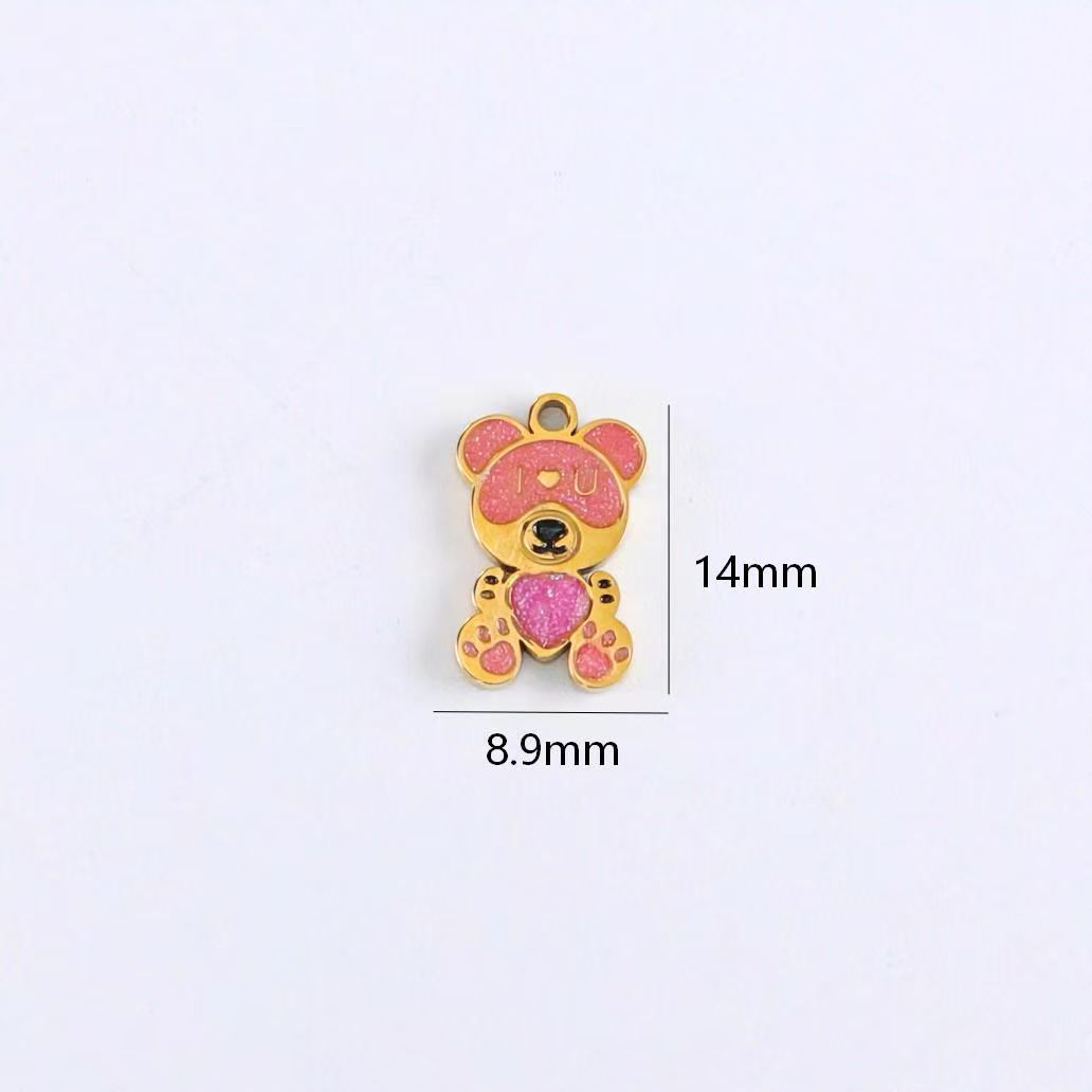 Sweet Heart Shape Hair Accessories Card With 10 PCS 18K Real Gold Plated 304 Stainless Steel Pendants Featuring OT Toggle Clasp