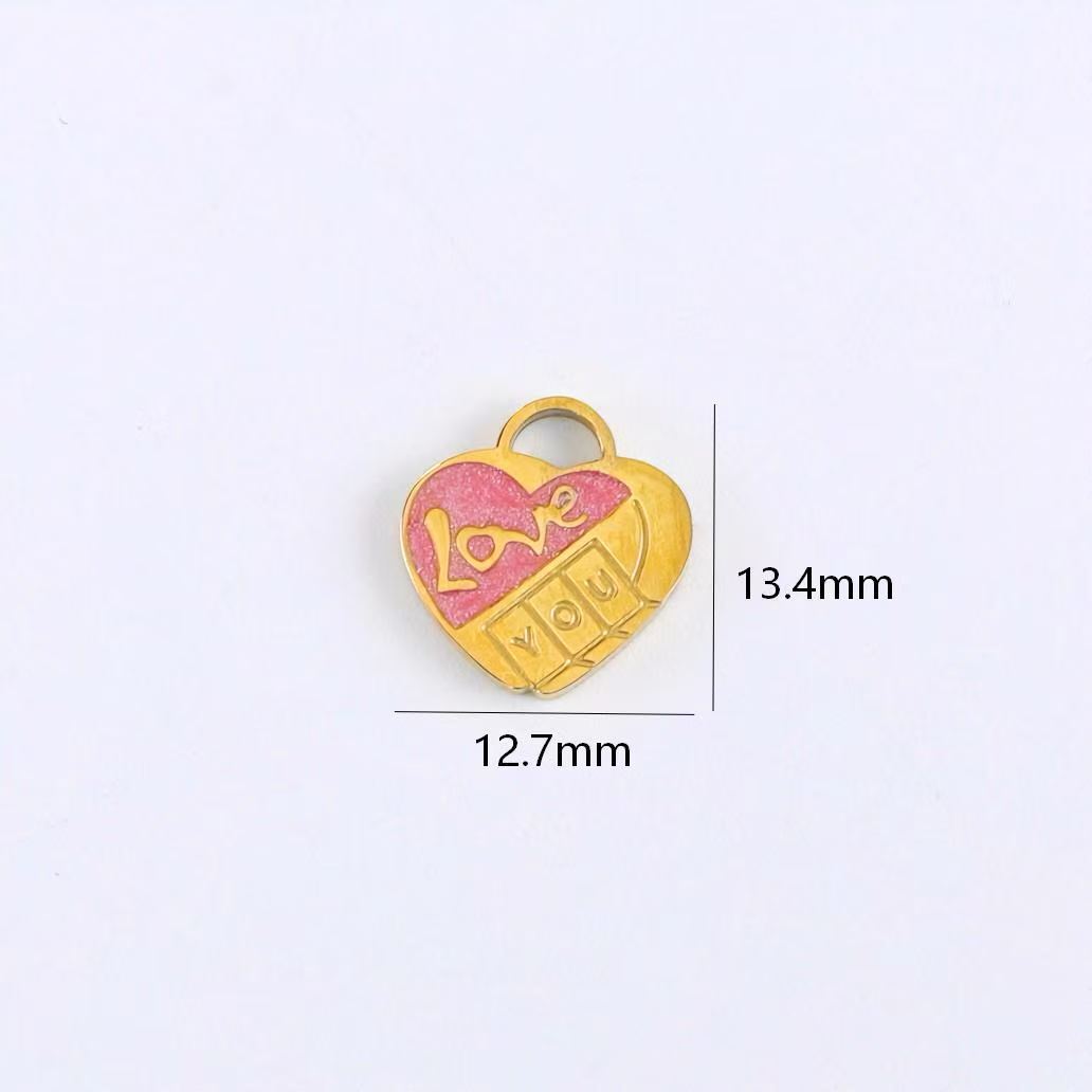 Sweet Heart Shape Hair Accessories Card With 10 PCS 18K Real Gold Plated 304 Stainless Steel Pendants Featuring OT Toggle Clasp