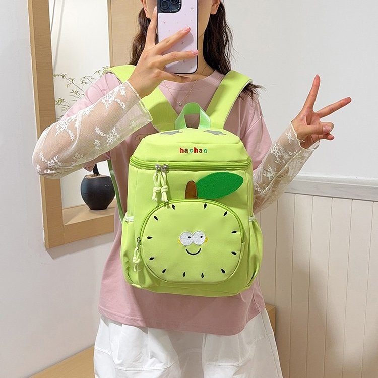 Fruit Pattern School Backpack For Women, Wear-Resistant Nylon Material, Suitable For All Seasons