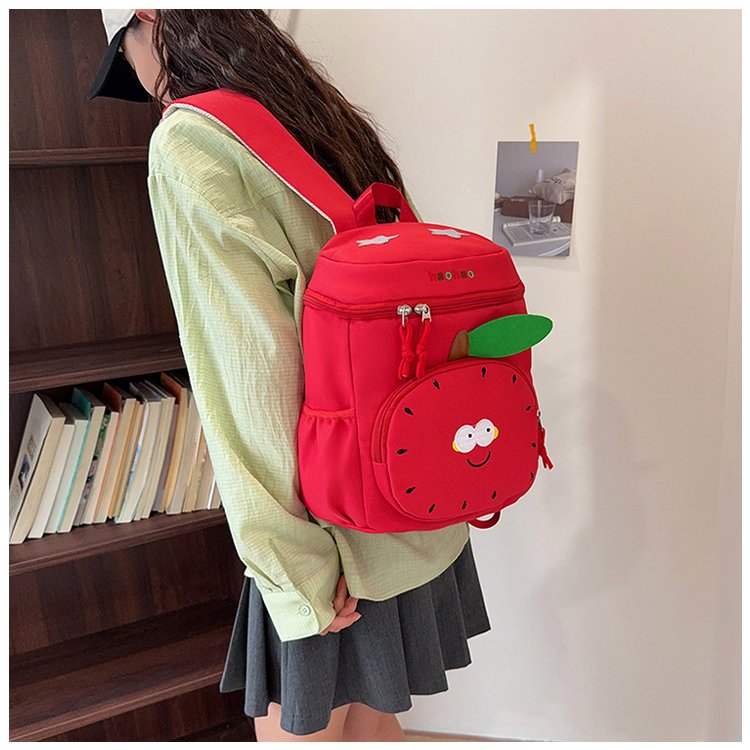 Fruit Pattern School Backpack For Women, Wear-Resistant Nylon Material, Suitable For All Seasons