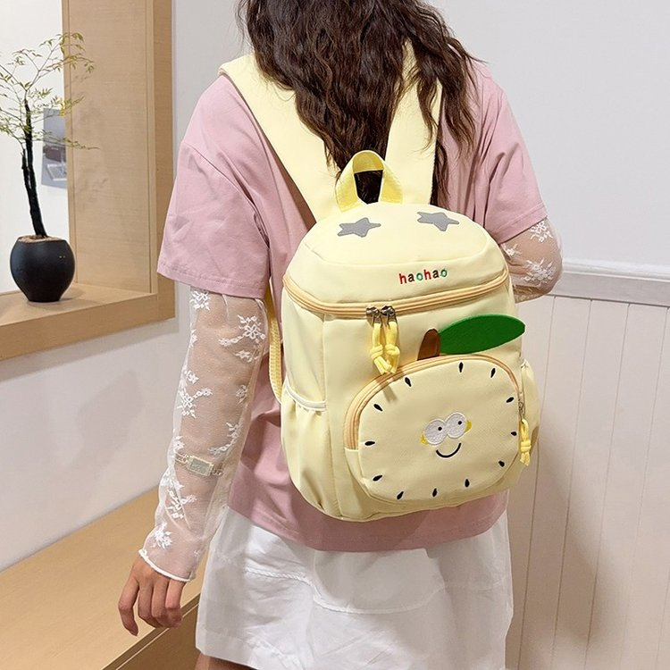 Fruit Pattern School Backpack For Women, Wear-Resistant Nylon Material, Suitable For All Seasons