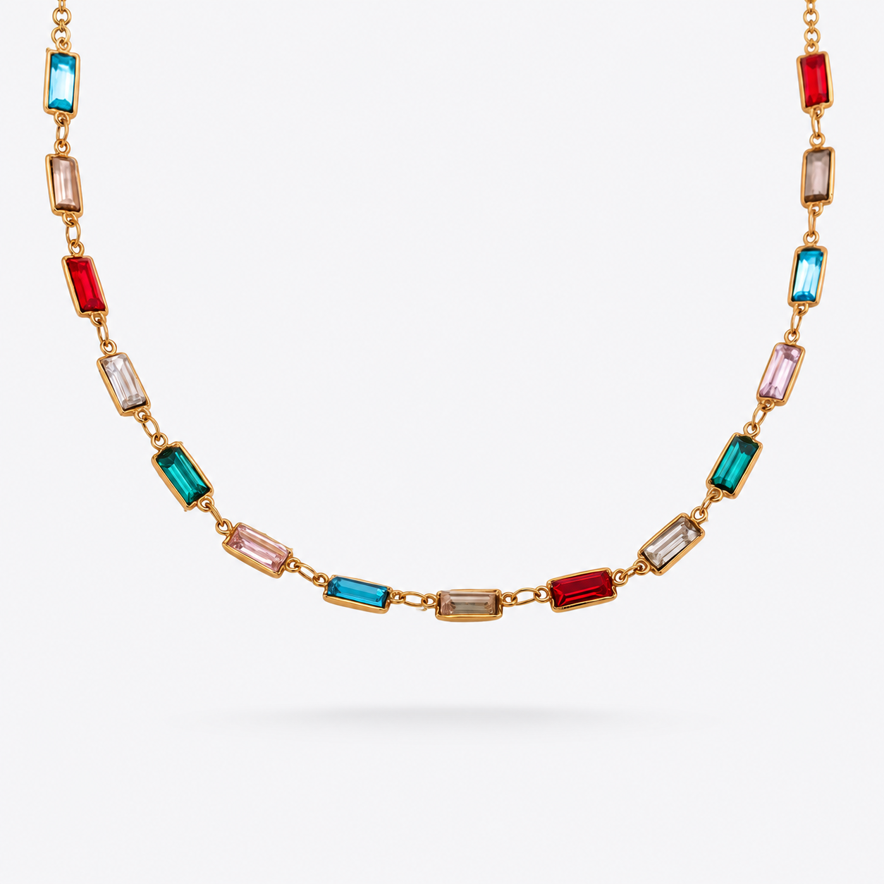 Heart Shape Hypoallergenic Necklace For Women, 18K Gold Plated 304 Stainless Steel With Natural Stone And Marine Style Chain