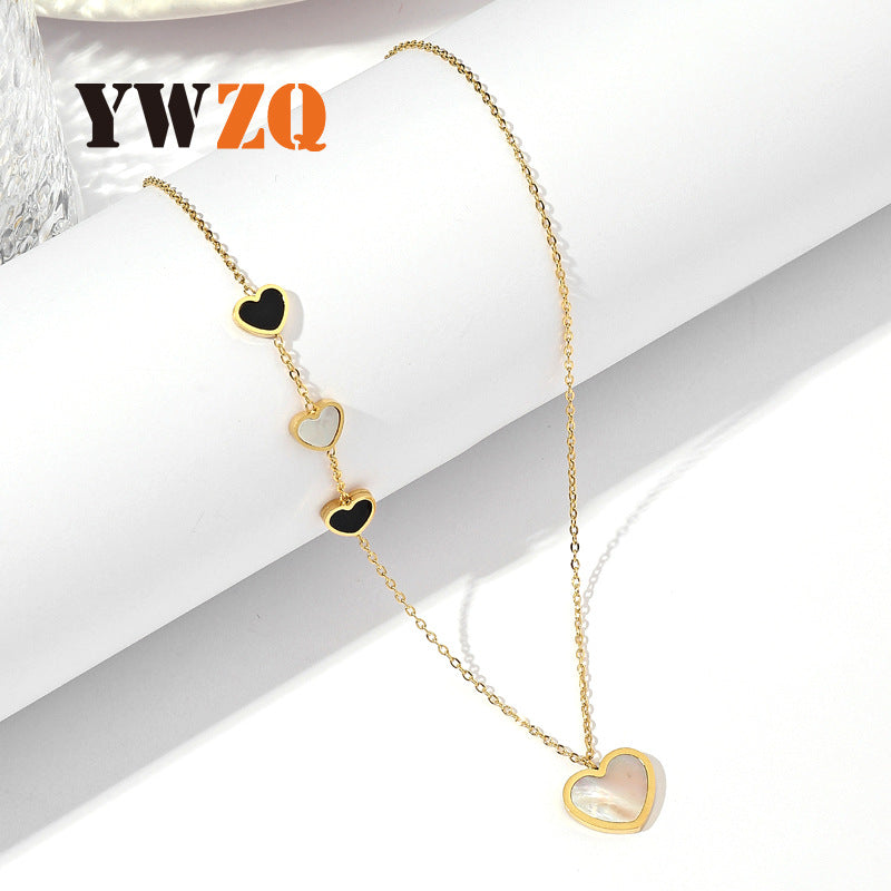Sweet Heart Shape Necklace For Women In Gold With Titanium Steel Pendant And Cable Chain