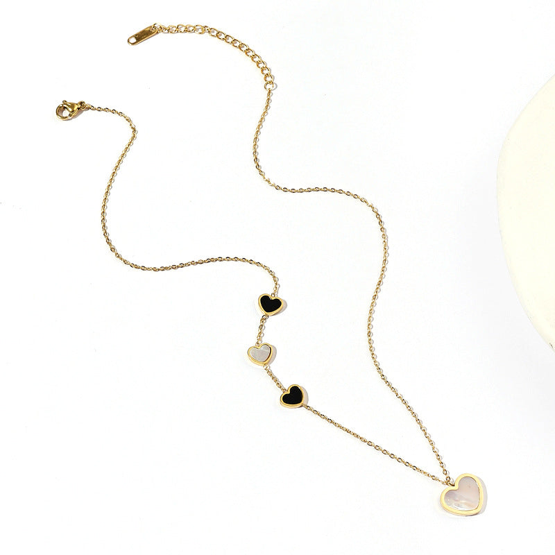Sweet Heart Shape Necklace For Women In Gold With Titanium Steel Pendant And Cable Chain