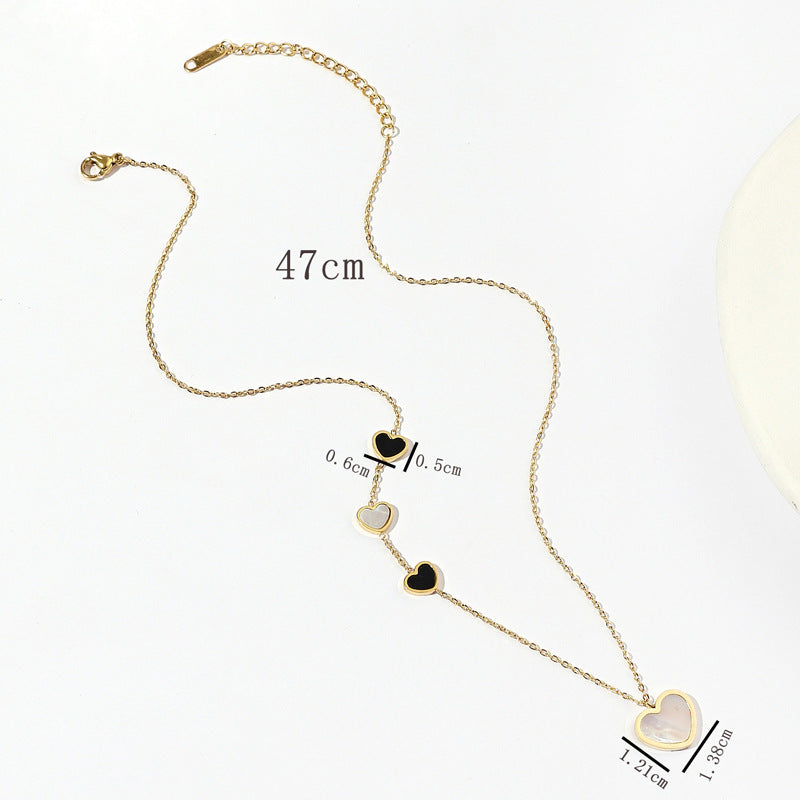 Sweet Heart Shape Necklace For Women In Gold With Titanium Steel Pendant And Cable Chain
