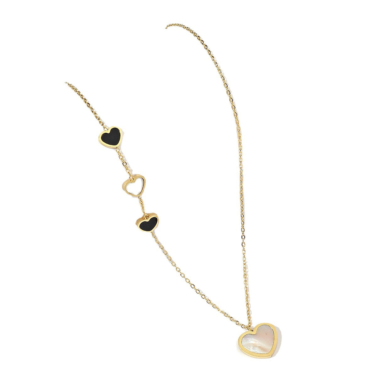 Sweet Heart Shape Necklace For Women In Gold With Titanium Steel Pendant And Cable Chain