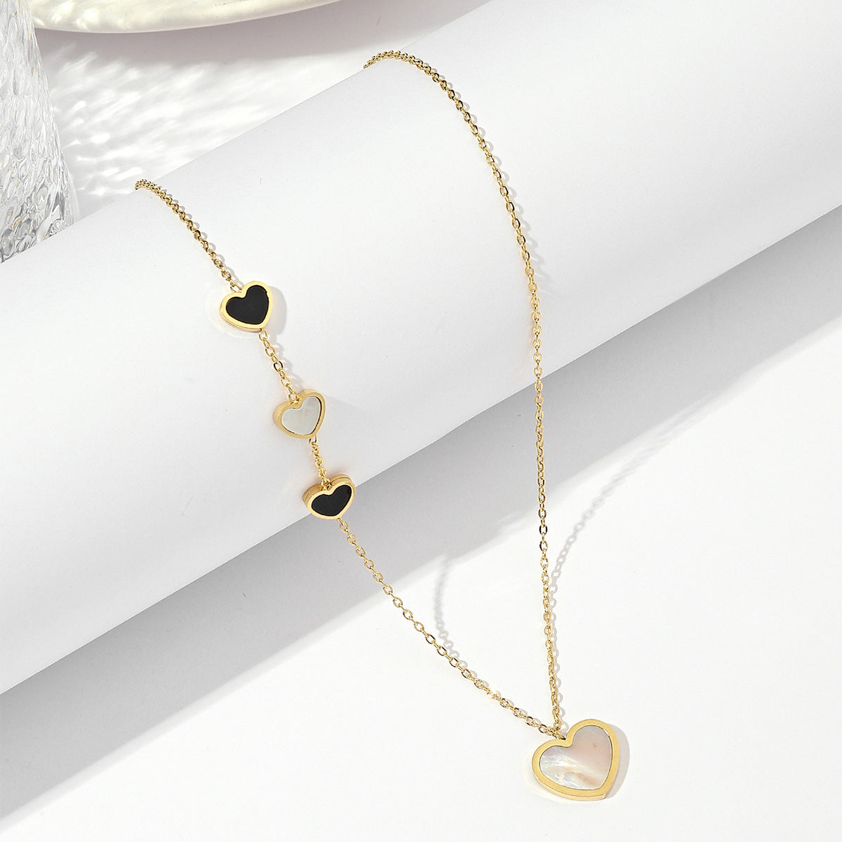 Sweet Heart Shape Necklace For Women In Gold With Titanium Steel Pendant And Cable Chain
