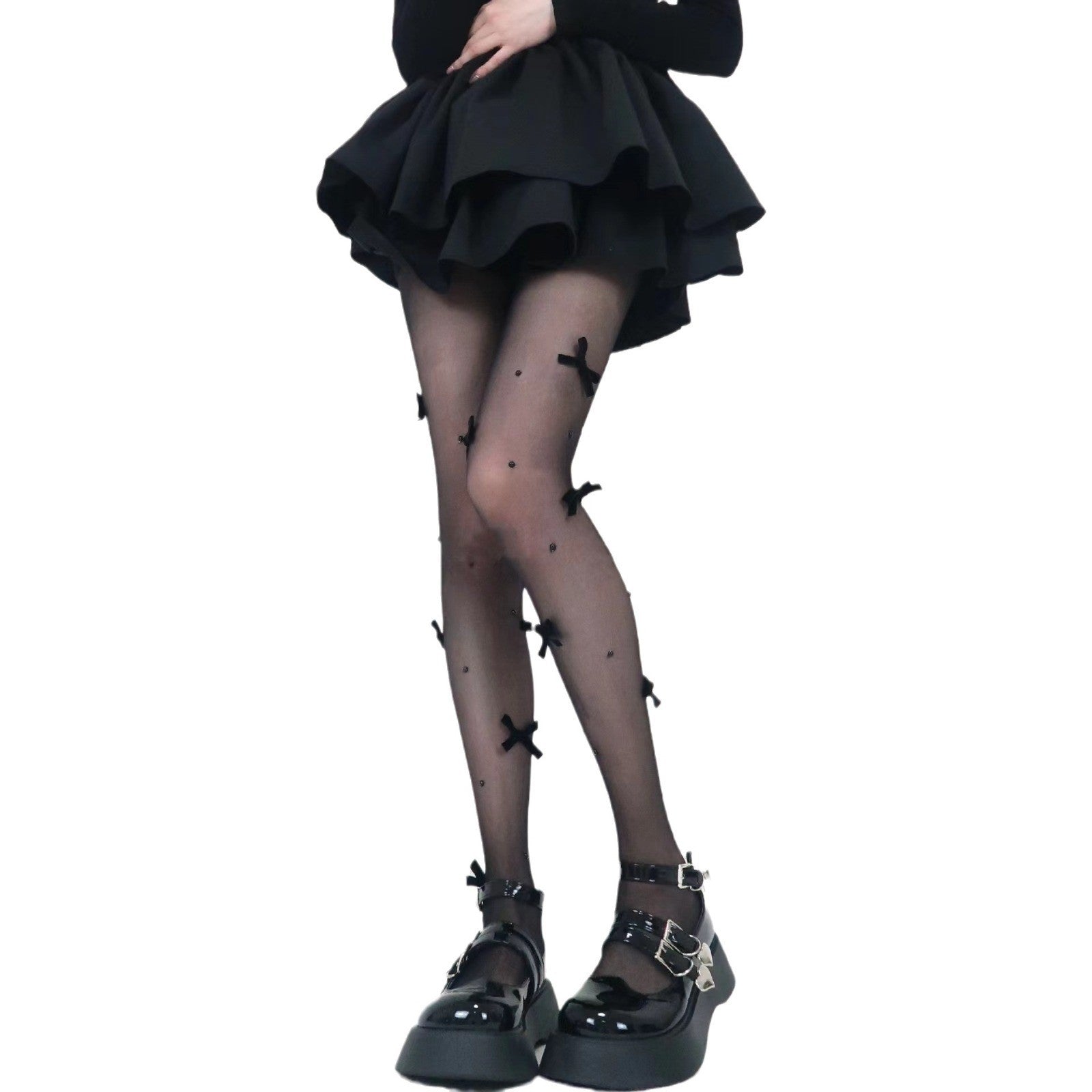 Bow Tie Stockings Made Of Polyester Featuring Stretchy Fabric For Comfortable Fit