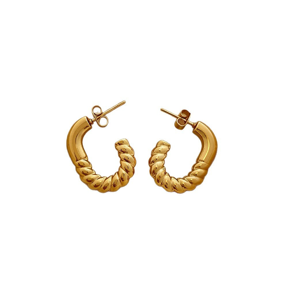 C Shape Stud Earrings For Women Featuring 18K Real Gold Plated Design With 304 Stainless Steel Posts