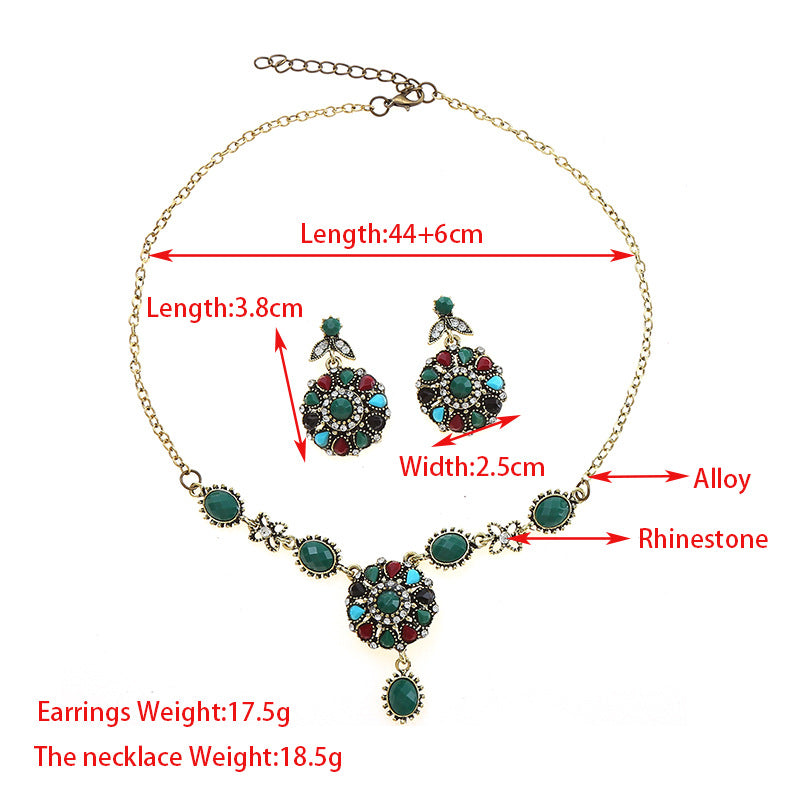 Bohemian Water Droplets Necklace For Women With Alloy Pendant Featuring Rhinestones