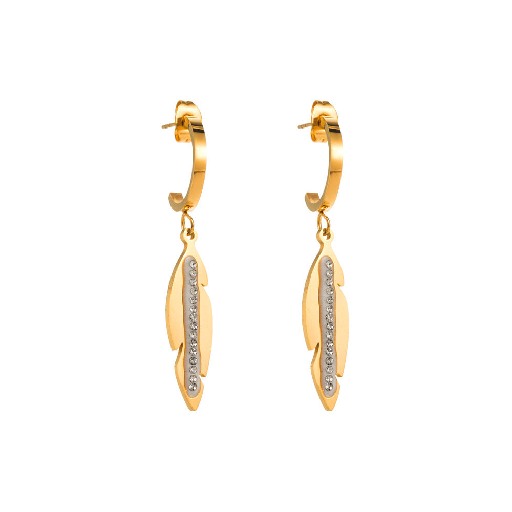 Heart Shape Earrings For Women With Titanium Steel Posts And Rhinestone Inlay