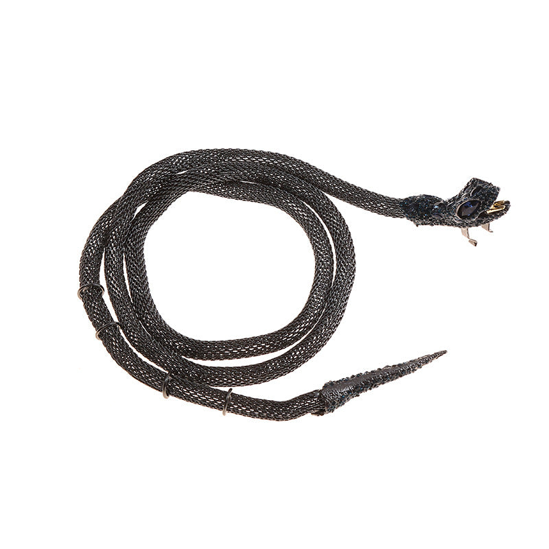 Exaggerated Gold Snake Choker Necklace For Women Featuring Alloy Pendant With Rhinestone Inlay