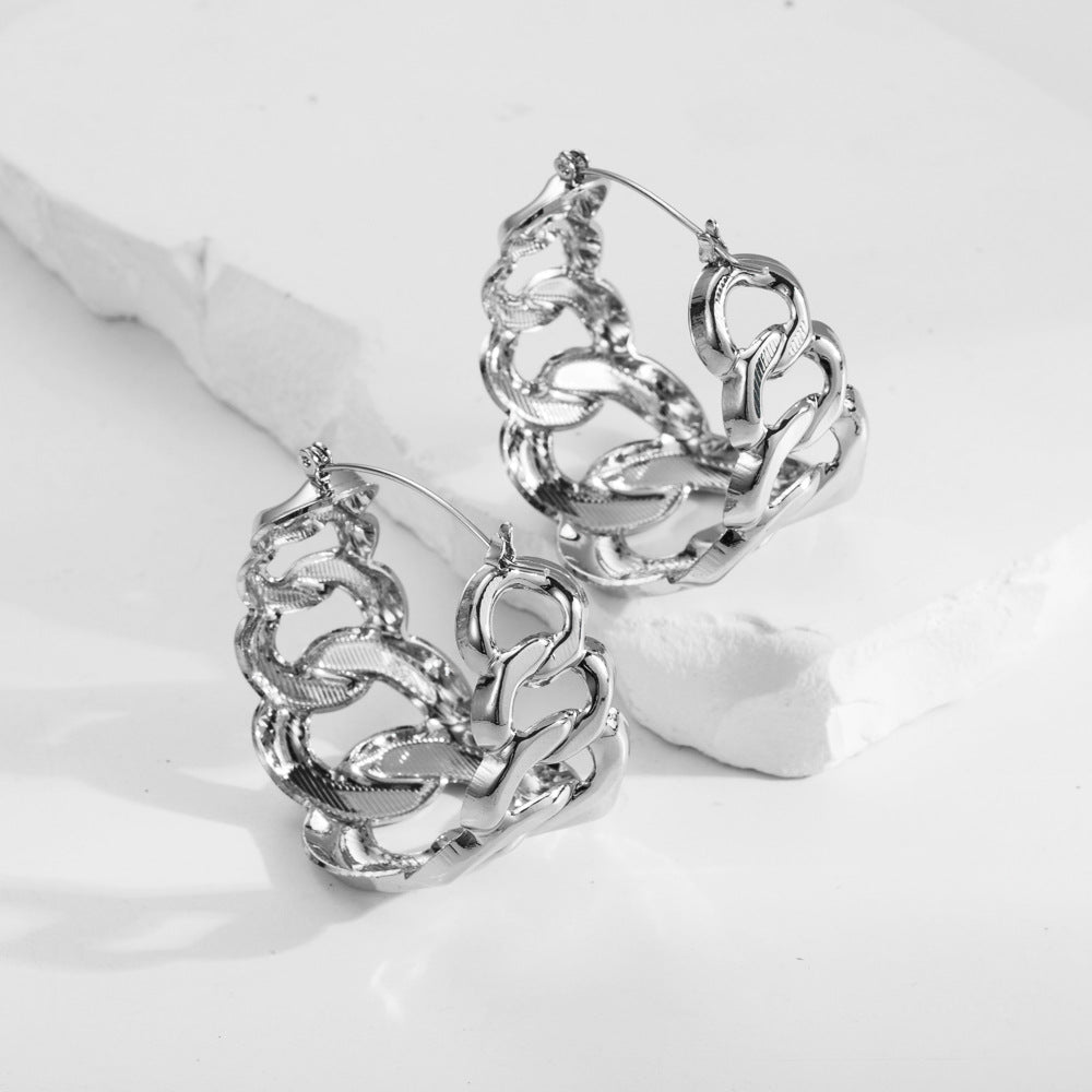 Exaggerated Twist Earrings For Women In Gold Alloy With Electroplated Finish