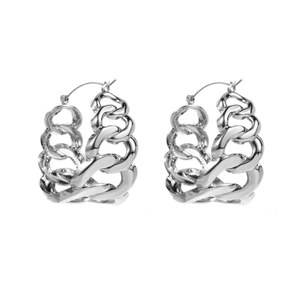 Exaggerated Twist Earrings For Women In Gold Alloy With Electroplated Finish