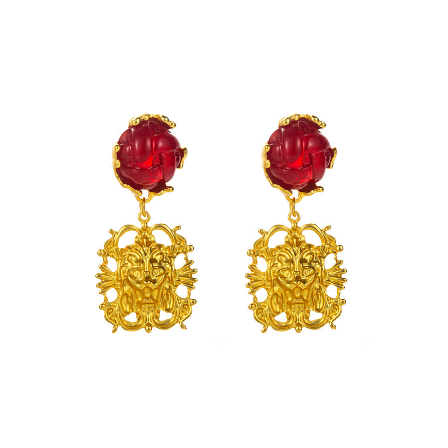 Exaggerated Dyed Black Alloy Flowers Earrings For Women