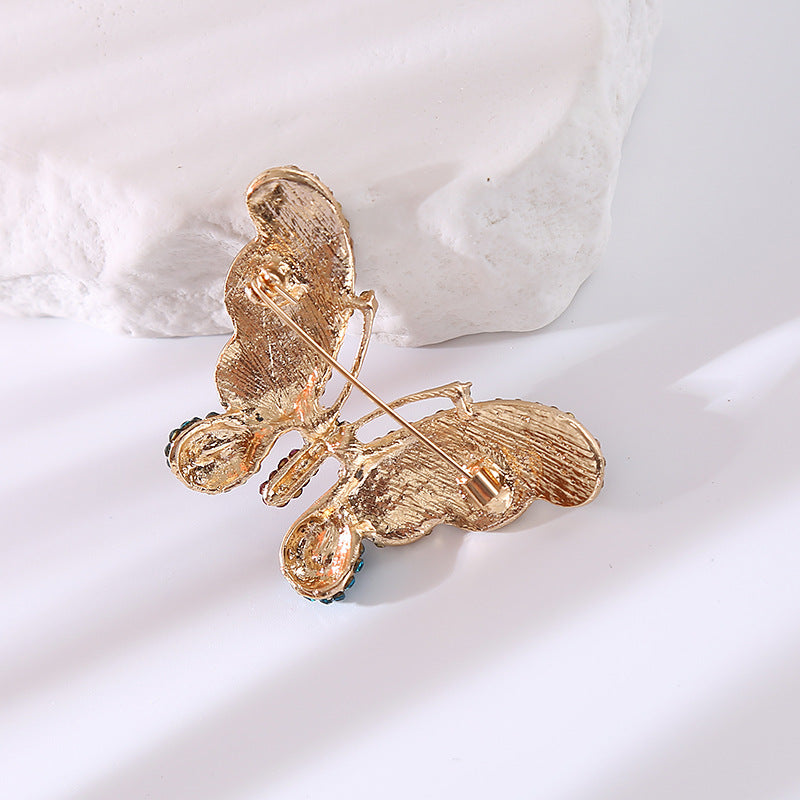 Butterfly Pin With Enamel Craft And Rhinestone Inlay, Elegant Rhinestones Decoration