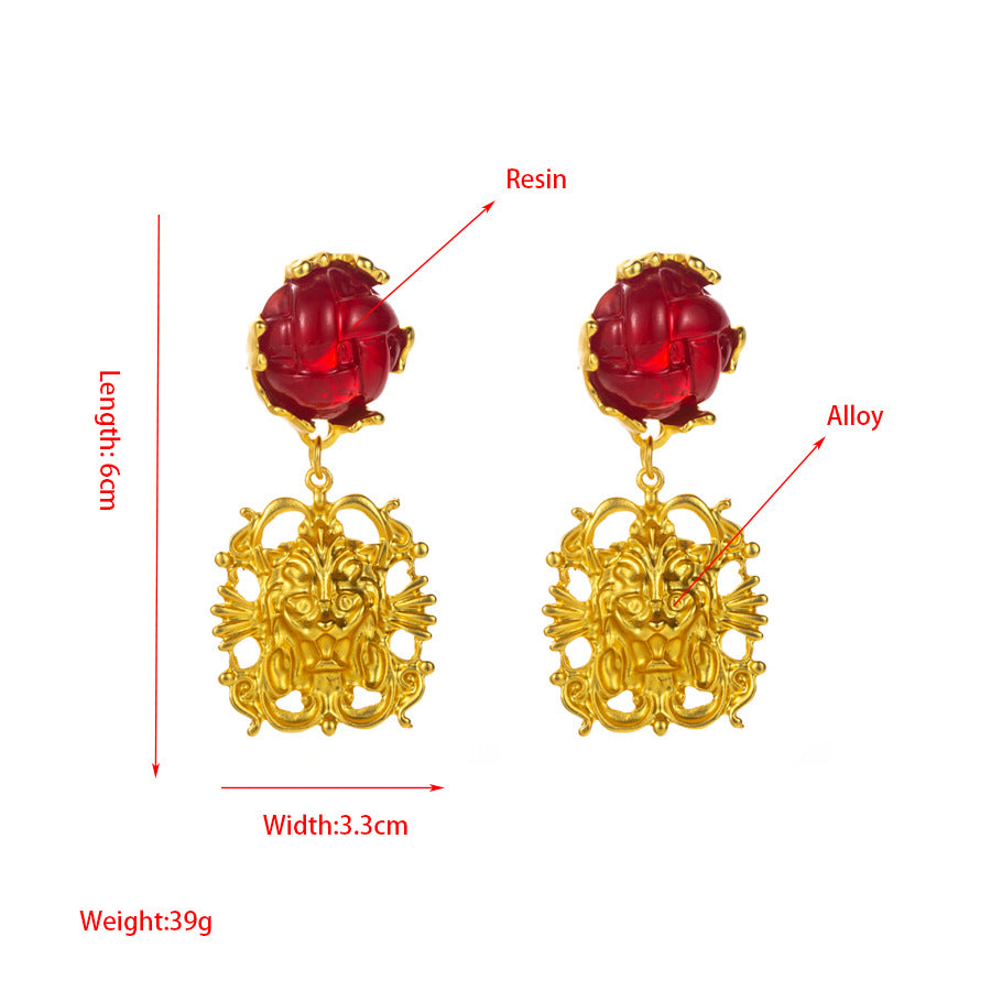 Exaggerated Dyed Black Alloy Flowers Earrings For Women