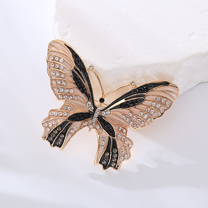 Butterfly Pin In Alloy With Crystal Inlay Featuring Diamond Craftsmanship, Available In Green