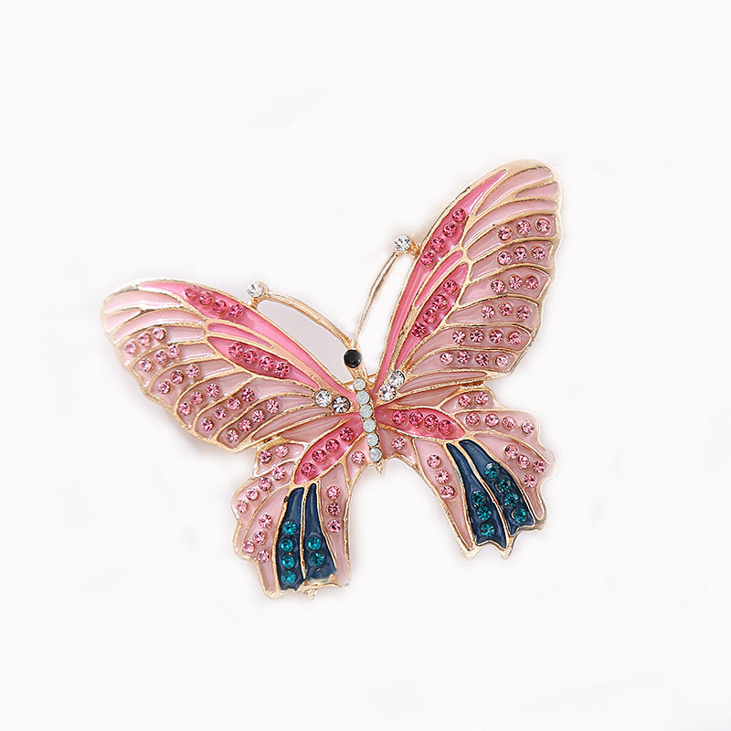 Butterfly Pin In Alloy With Crystal Inlay Featuring Diamond Craftsmanship, Available In Green
