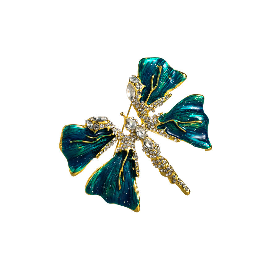 Dragonfly Pin In Alloy With Diamond Craft And Rhinestone Inlay, Available In Red