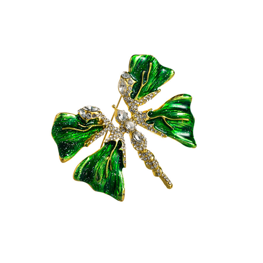 Dragonfly Pin In Alloy With Diamond Craft And Rhinestone Inlay, Available In Red