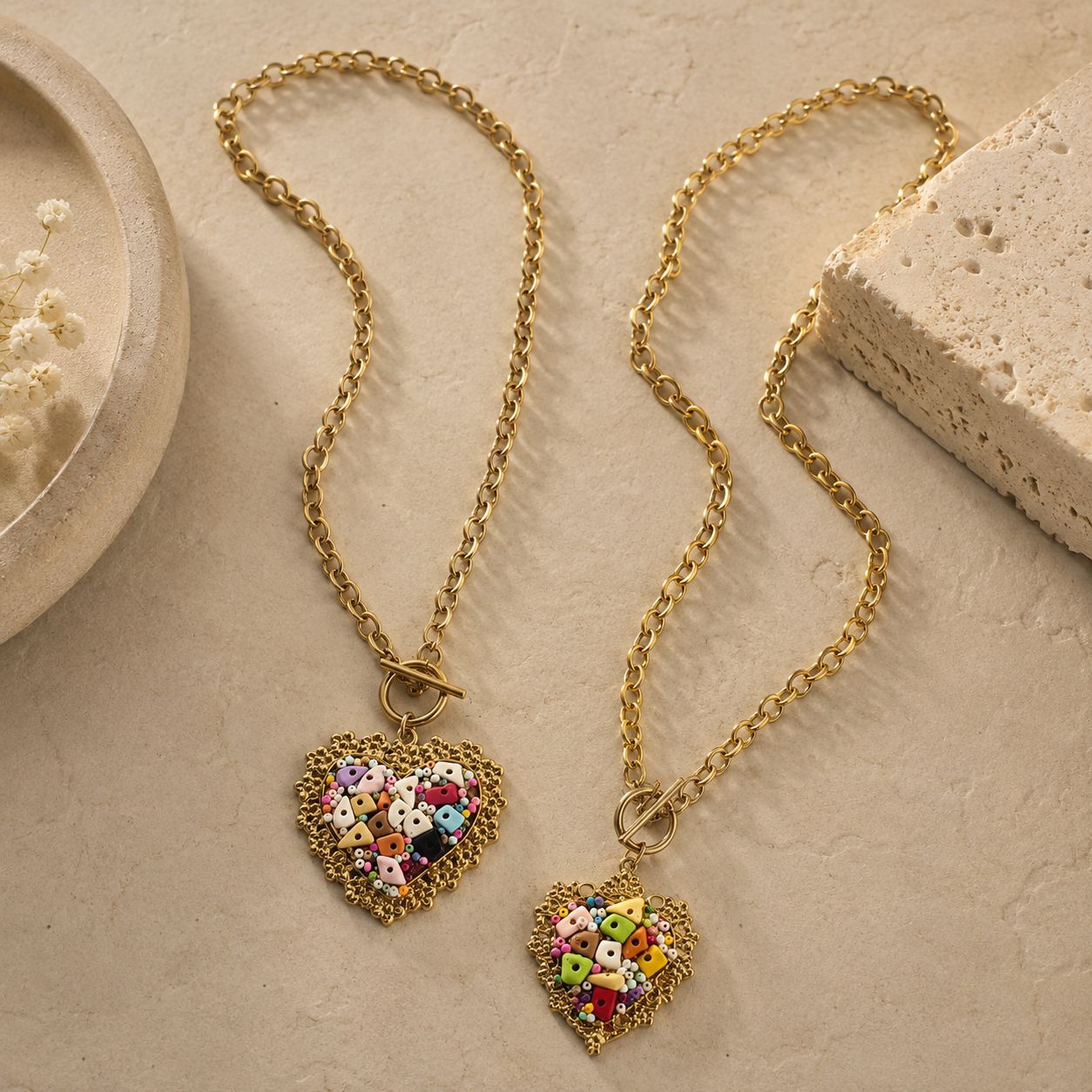 Heart Shape Necklace For Women With 304 Stainless Steel Chain And Pendant, Featuring Real Gold Plated PVD Coating