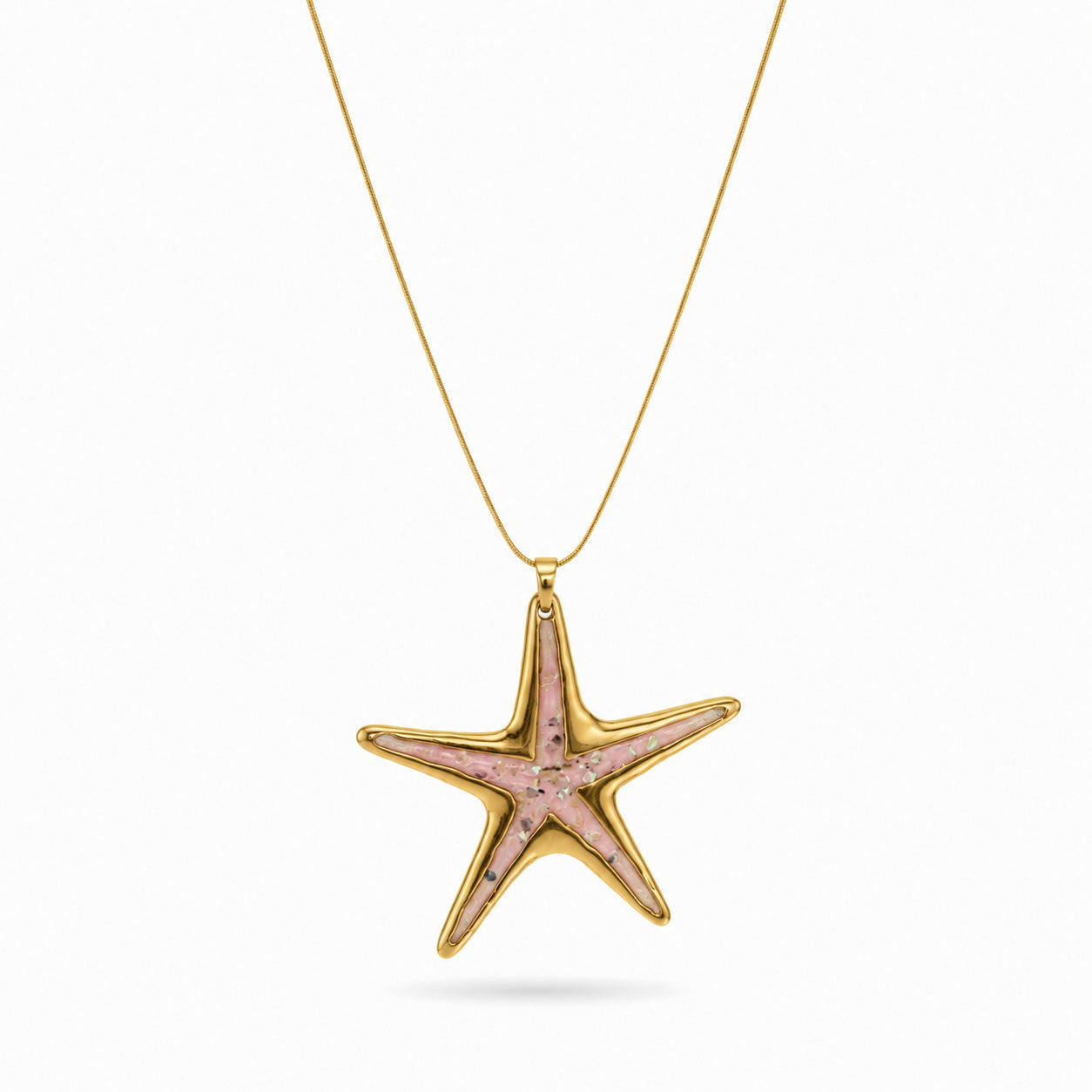 Ocean Pendant Necklace For Women In Marine Style, 304 Stainless Steel With Real Gold PVD Coated Plating