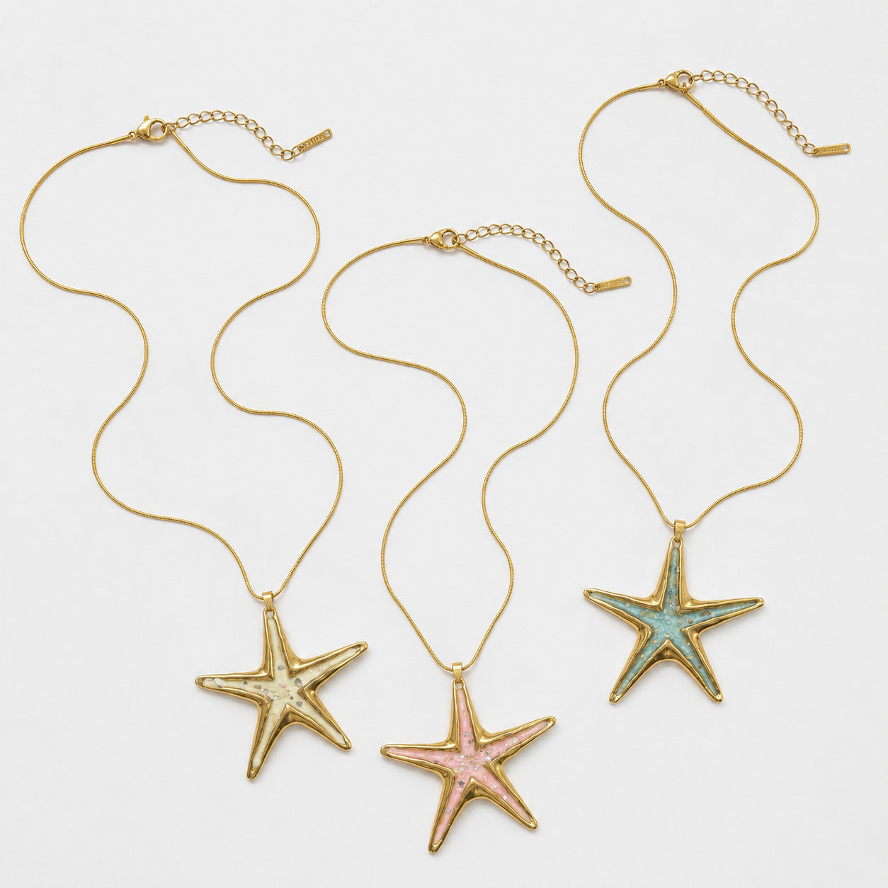 Ocean Pendant Necklace For Women In Marine Style, 304 Stainless Steel With Real Gold PVD Coated Plating