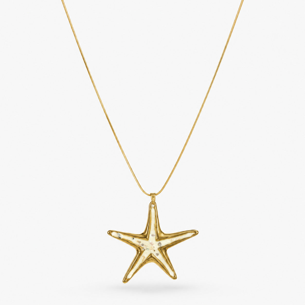 Ocean Pendant Necklace For Women In Marine Style, 304 Stainless Steel With Real Gold PVD Coated Plating