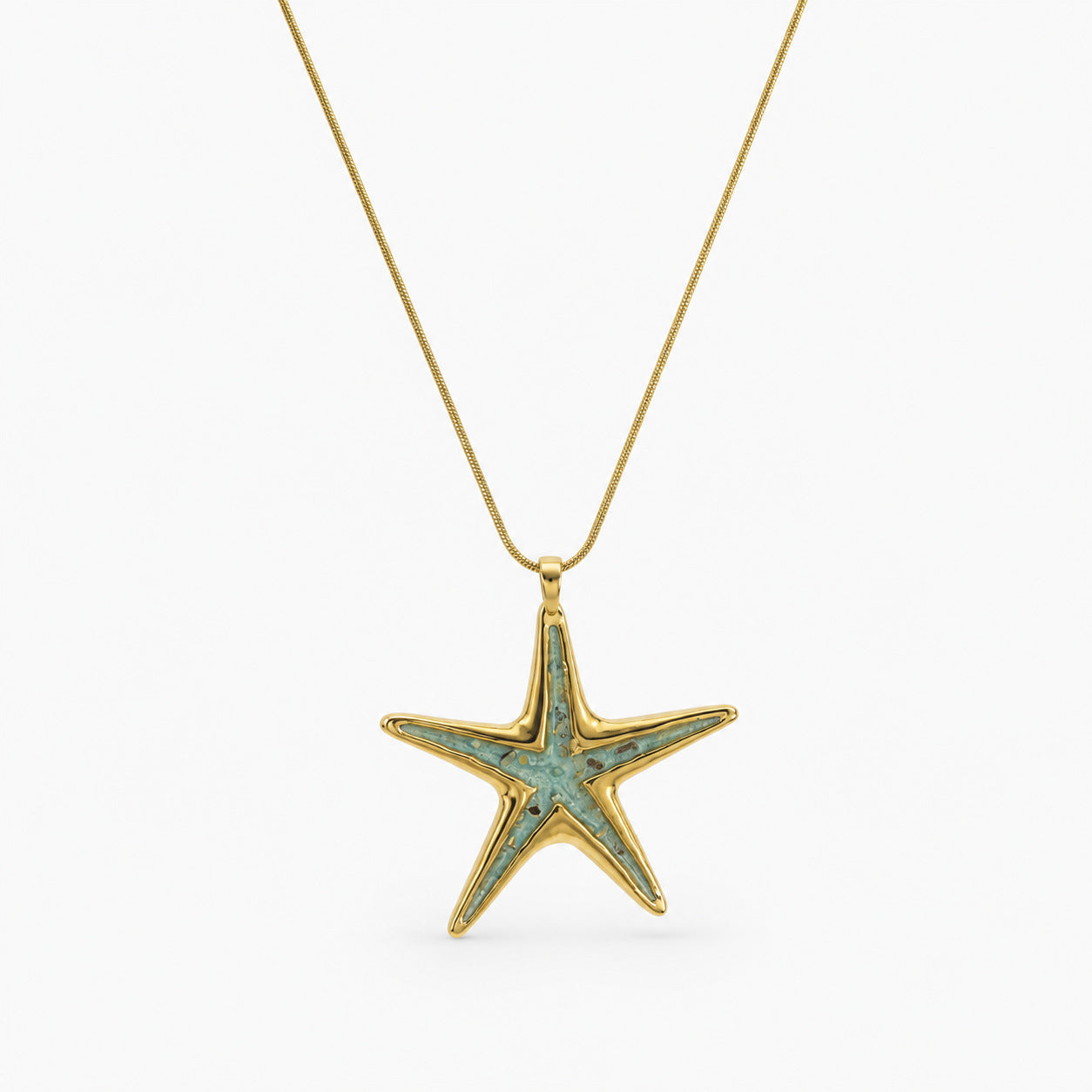 Ocean Pendant Necklace For Women In Marine Style, 304 Stainless Steel With Real Gold PVD Coated Plating