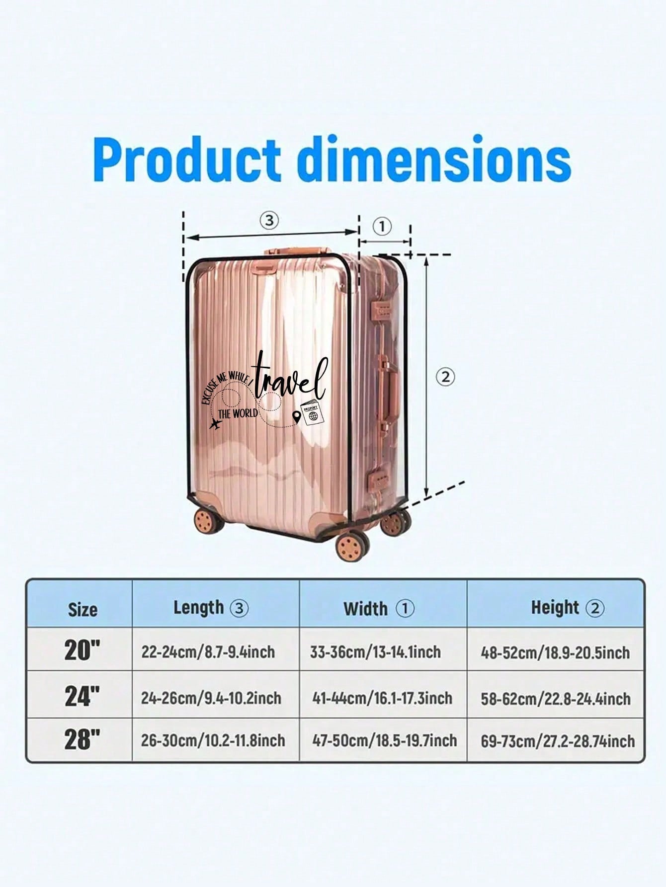 Modern Style PVC Letter Pattern Luggage Cover For Bag Accessories