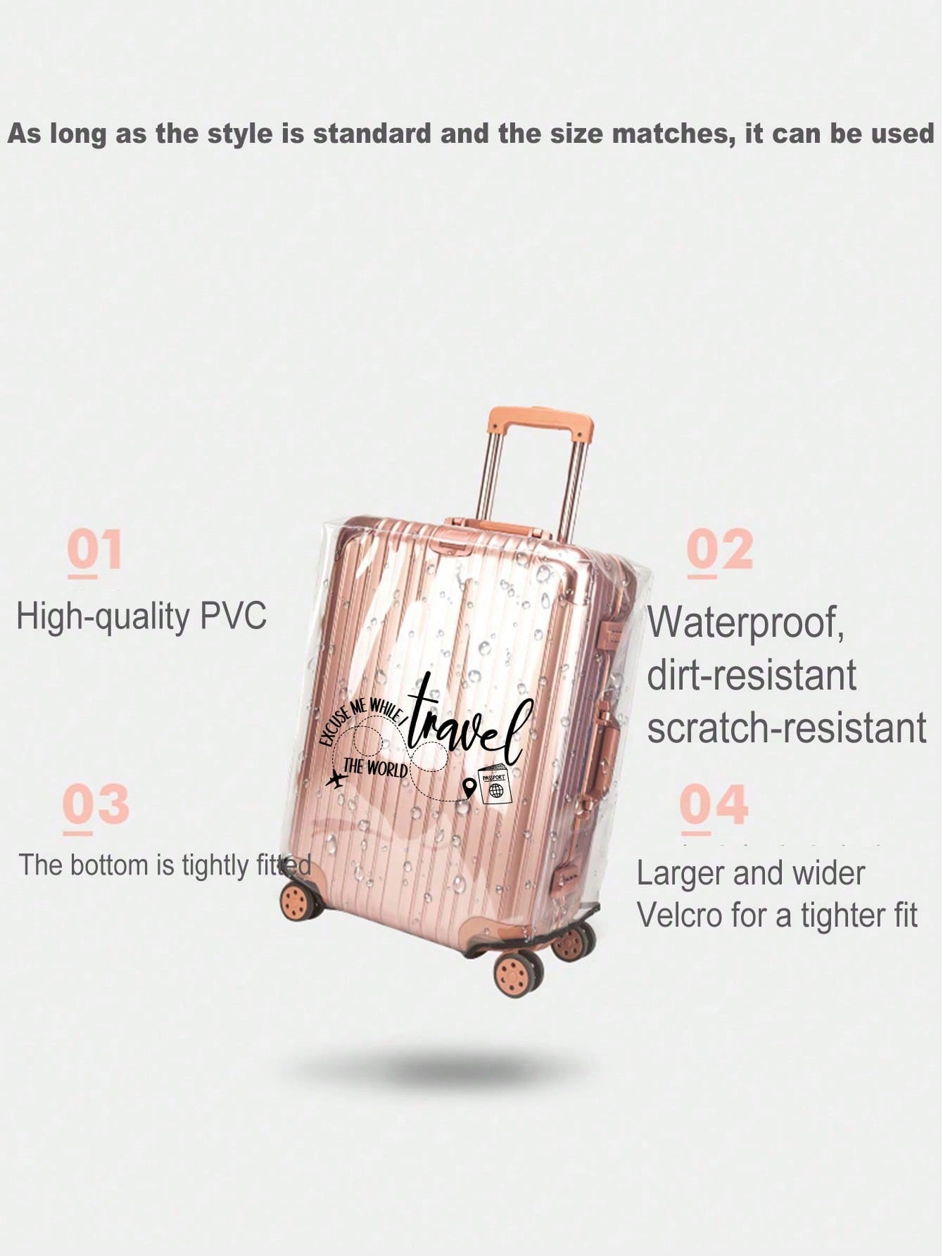 Modern Style PVC Letter Pattern Luggage Cover For Bag Accessories