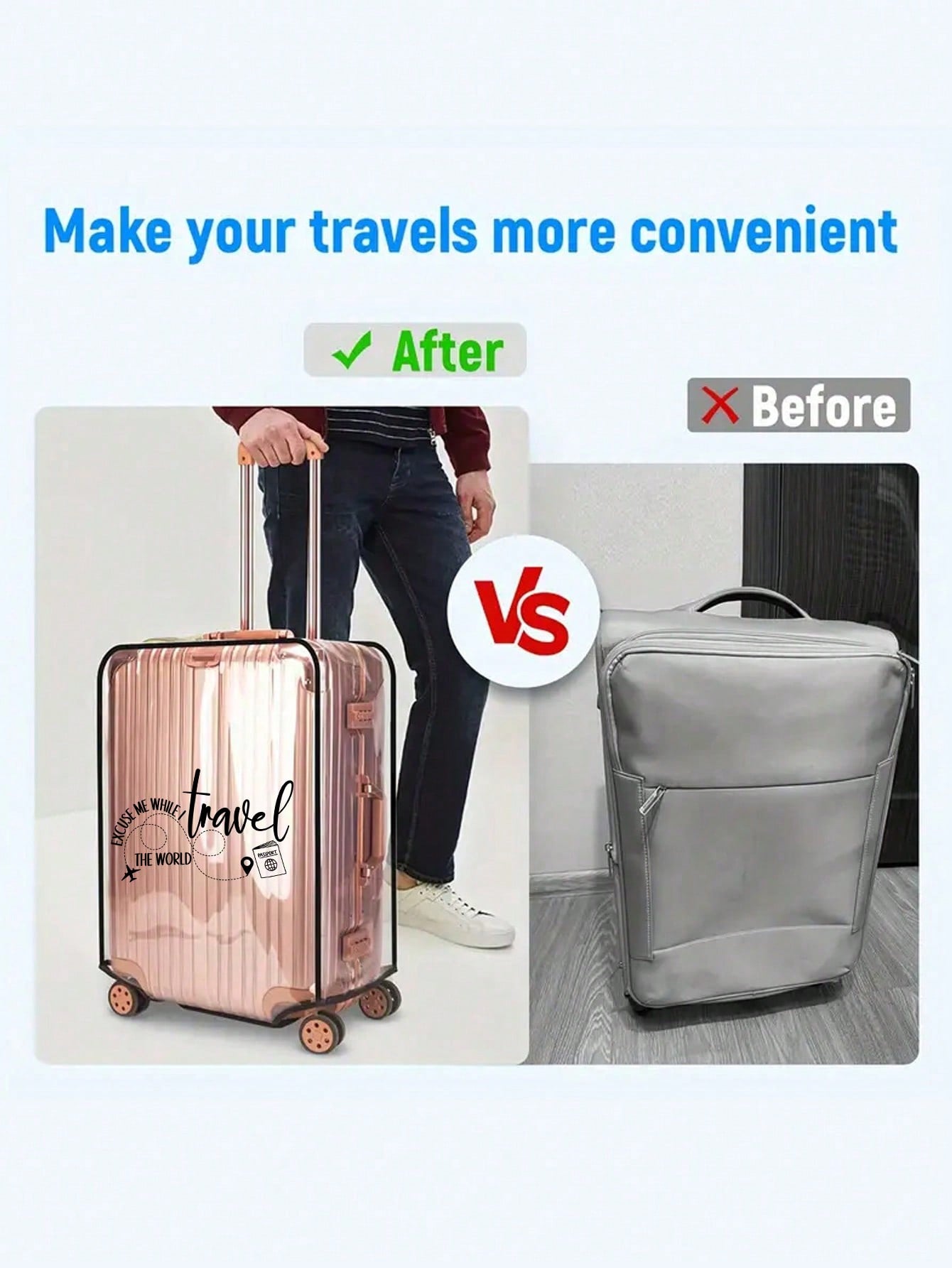 Modern Style PVC Letter Pattern Luggage Cover For Bag Accessories