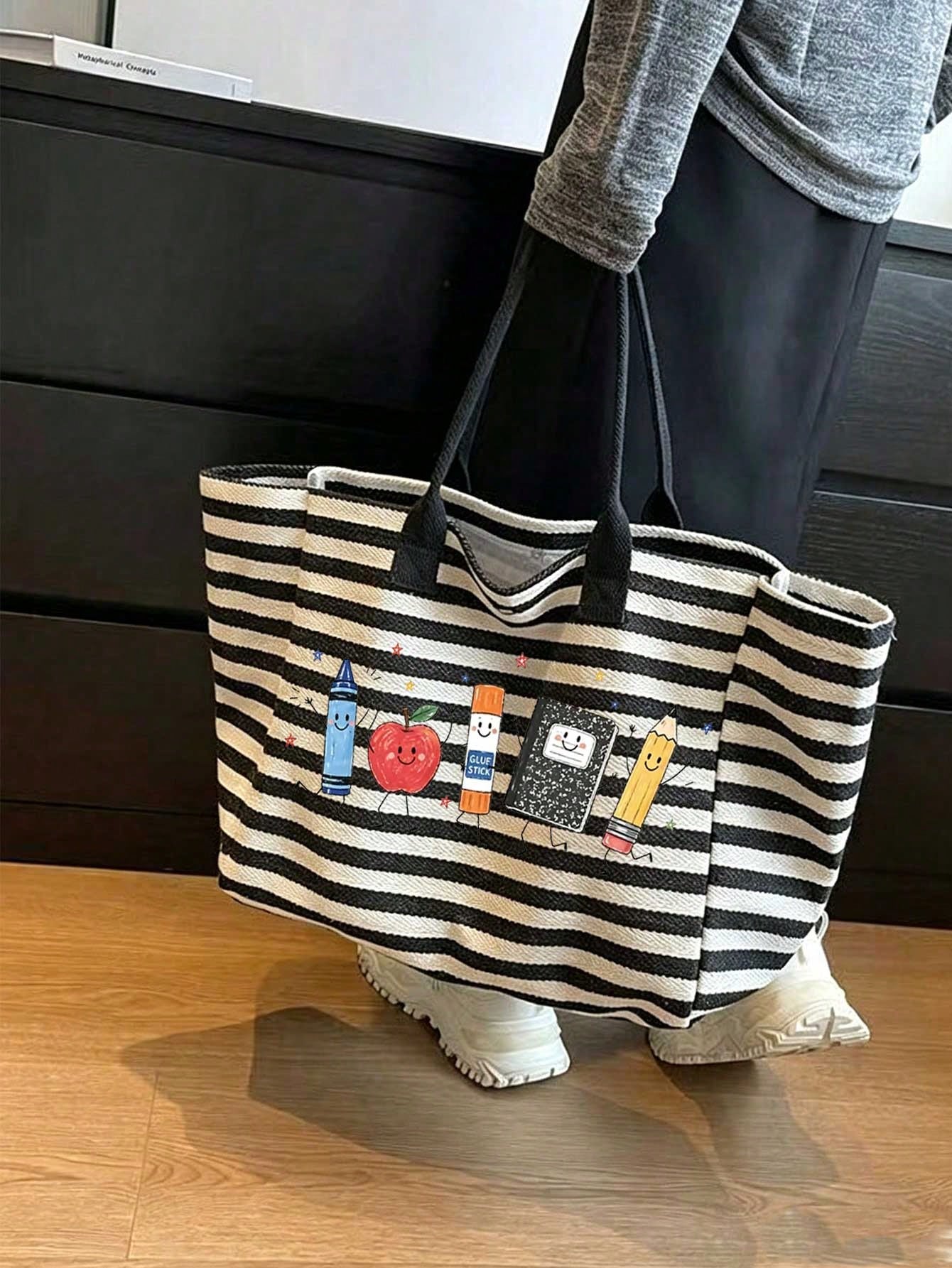 Kid's Polyester Shoulder Bag With Double Handle, Large Capacity, Suitable For All Seasons