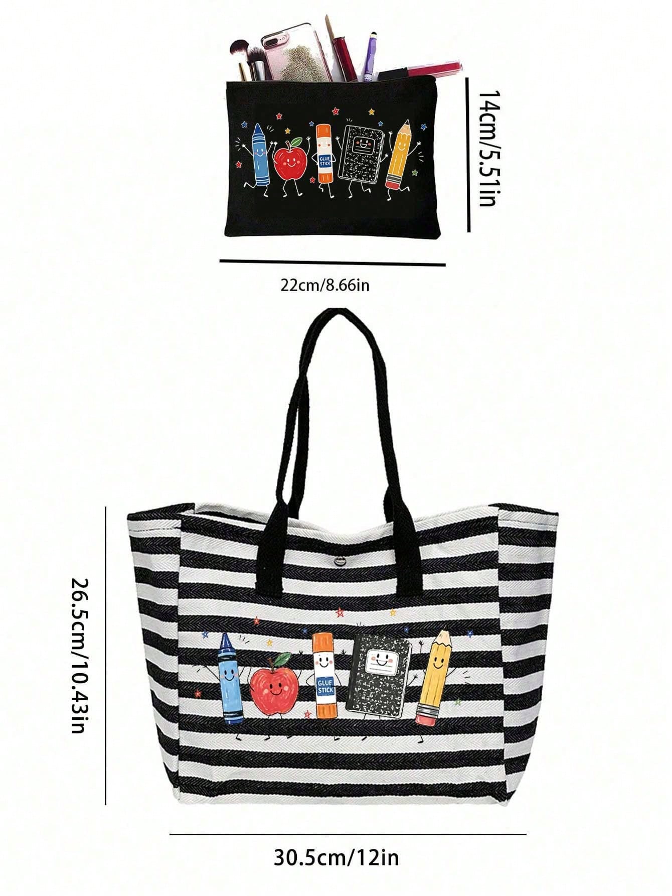 Kid's Polyester Shoulder Bag With Double Handle, Large Capacity, Suitable For All Seasons
