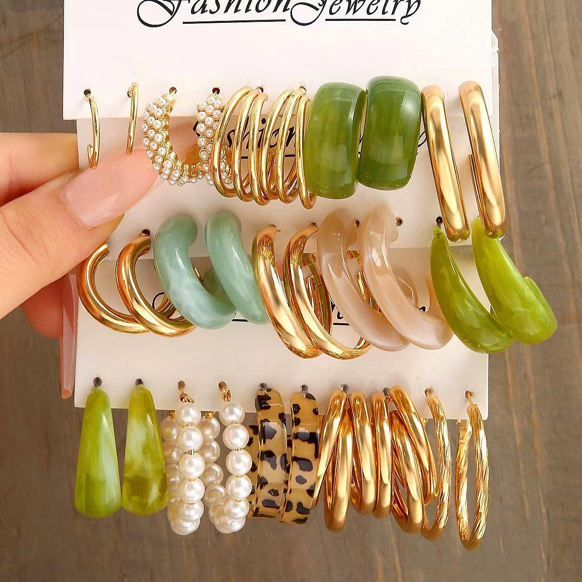 C Shape Earrings For Unisex Featuring Multicolor Resin With Iron Ear Pins In Retro Style
