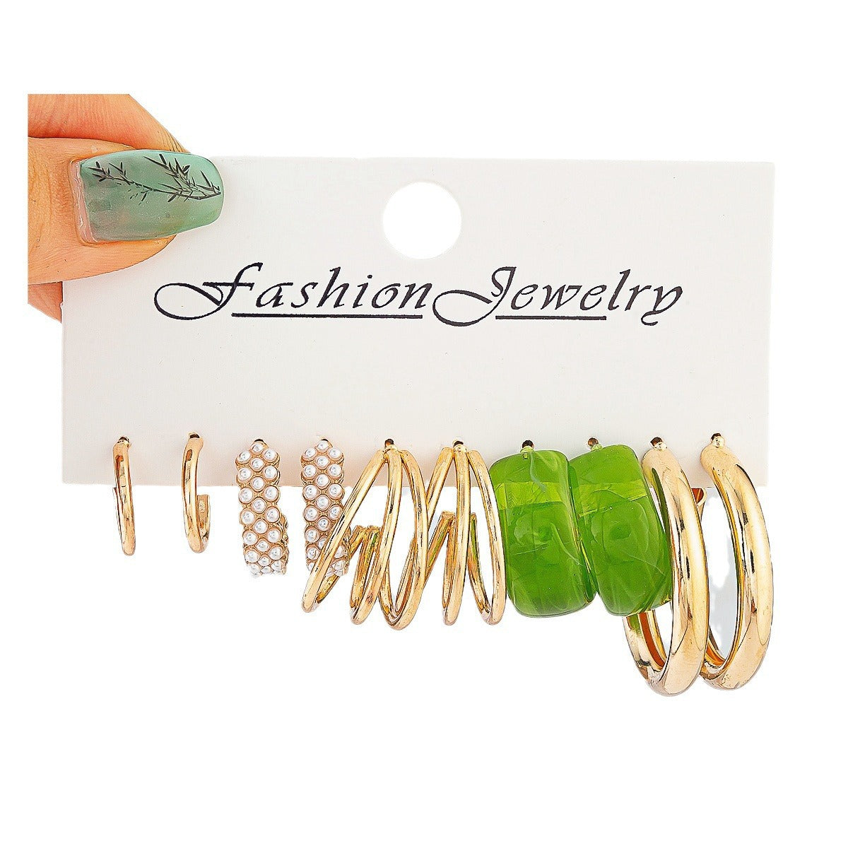 C Shape Earrings For Unisex Featuring Multicolor Resin With Iron Ear Pins In Retro Style