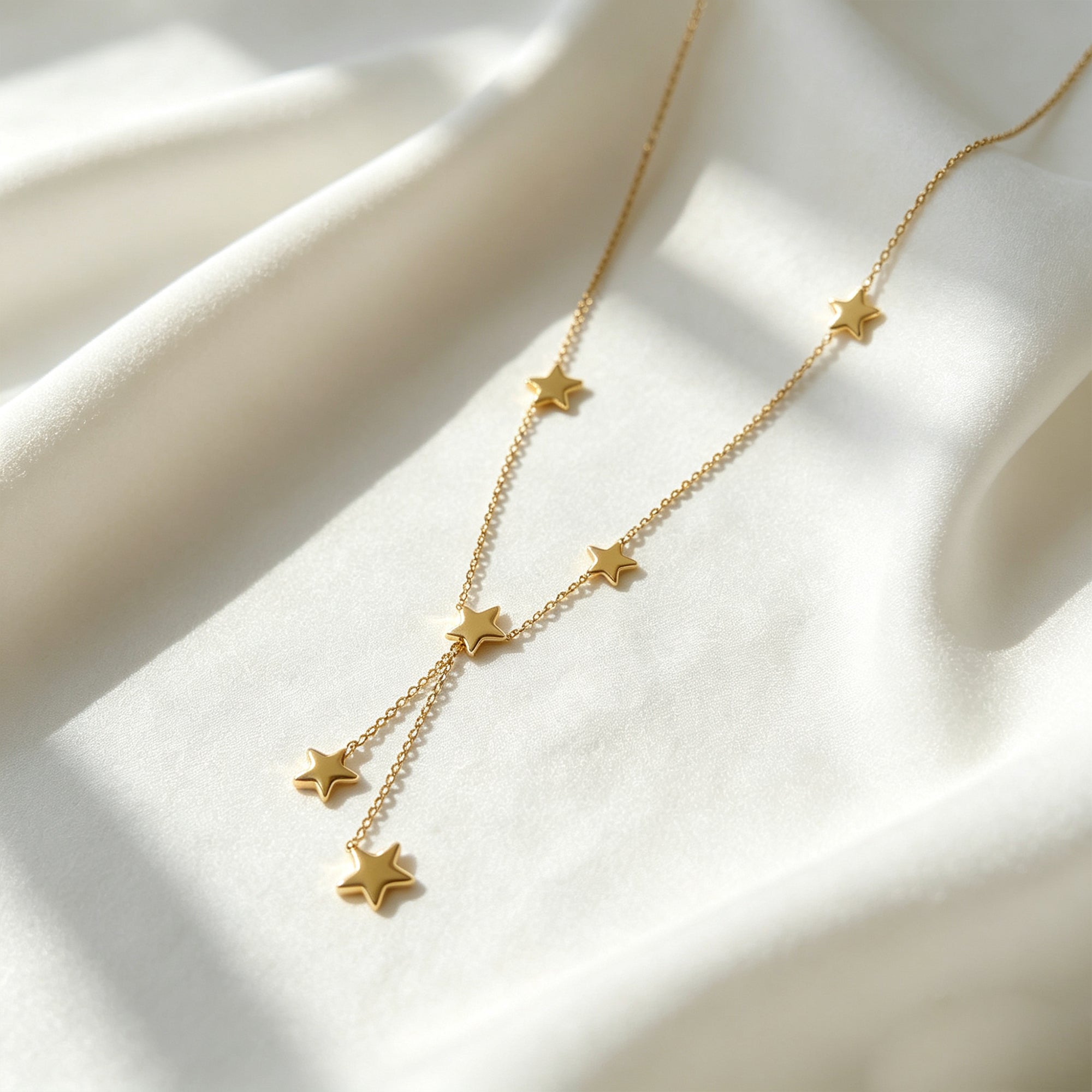Hypoallergenic Star Necklace For Women In 304 Stainless Steel With 18K Real Gold Plated PVD Coated Figaro Chain