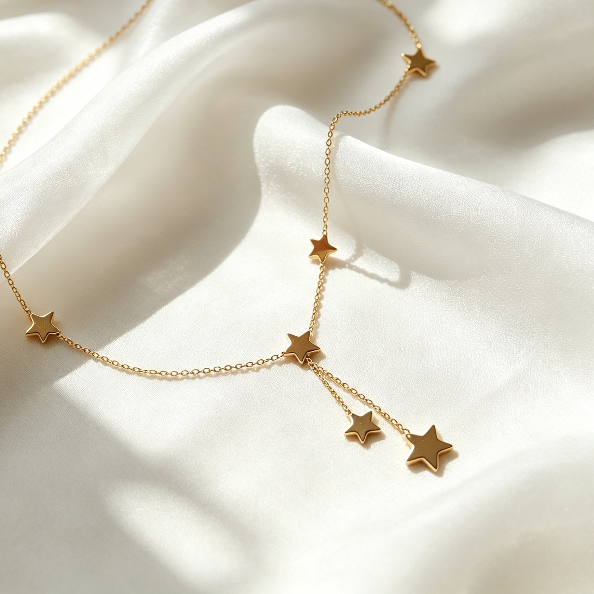 Hypoallergenic Star Necklace For Women In 304 Stainless Steel With 18K Real Gold Plated PVD Coated Figaro Chain