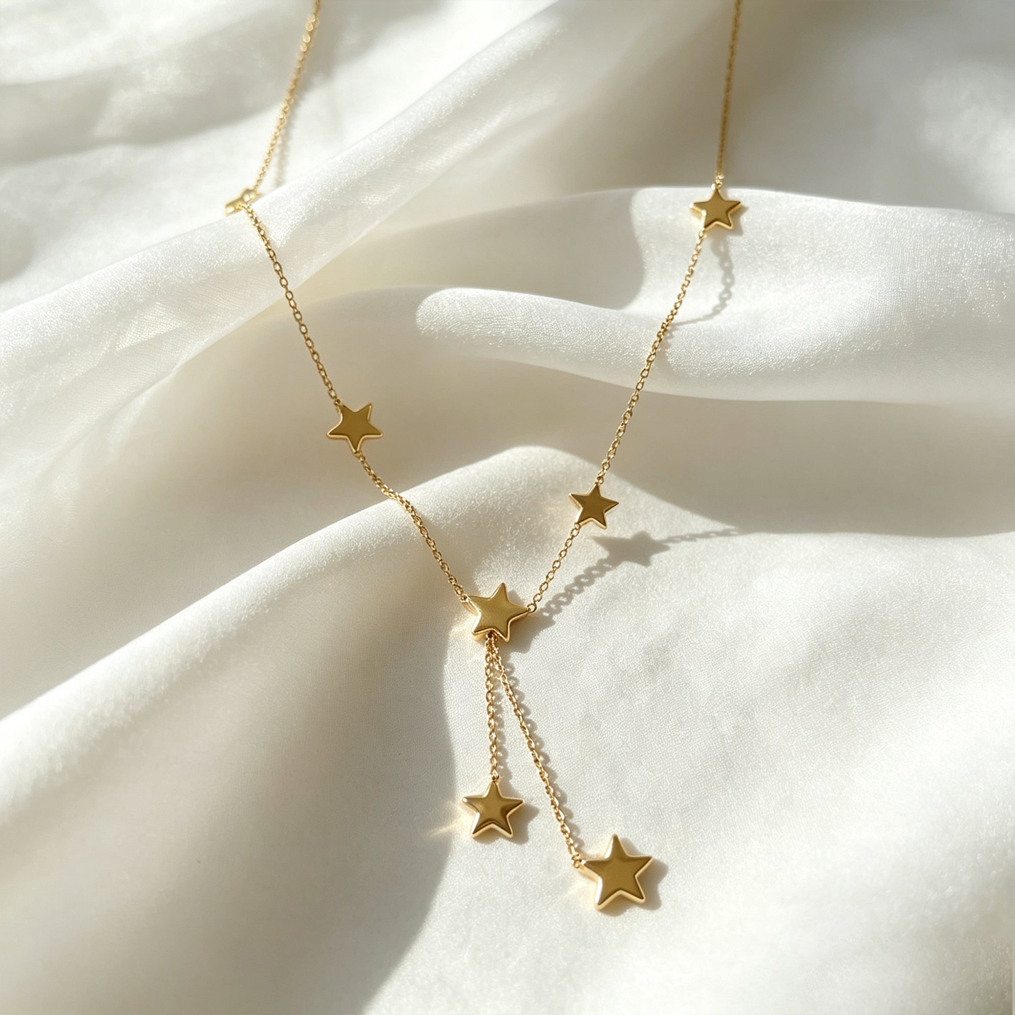 Hypoallergenic Star Necklace For Women In 304 Stainless Steel With 18K Real Gold Plated PVD Coated Figaro Chain