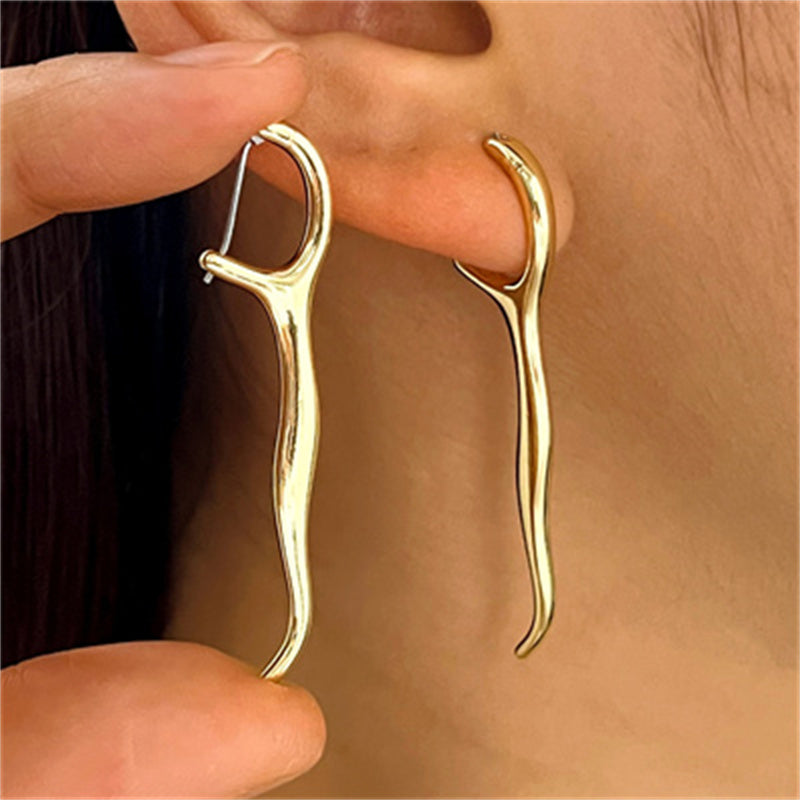 Asymmetrical Geometric Earrings For Women In Copper With KC Golden PVD Coated Plating And 0.03µm-0.05µm Thickness