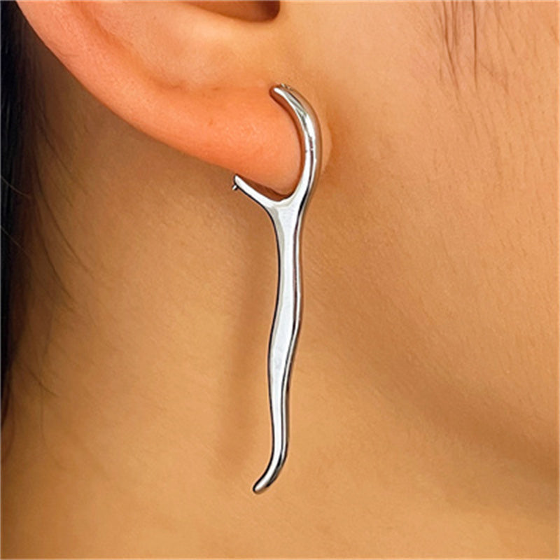 Asymmetrical Geometric Earrings For Women In Copper With KC Golden PVD Coated Plating And 0.03µm-0.05µm Thickness