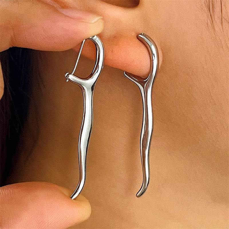 Asymmetrical Geometric Earrings For Women In Copper With KC Golden PVD Coated Plating And 0.03µm-0.05µm Thickness