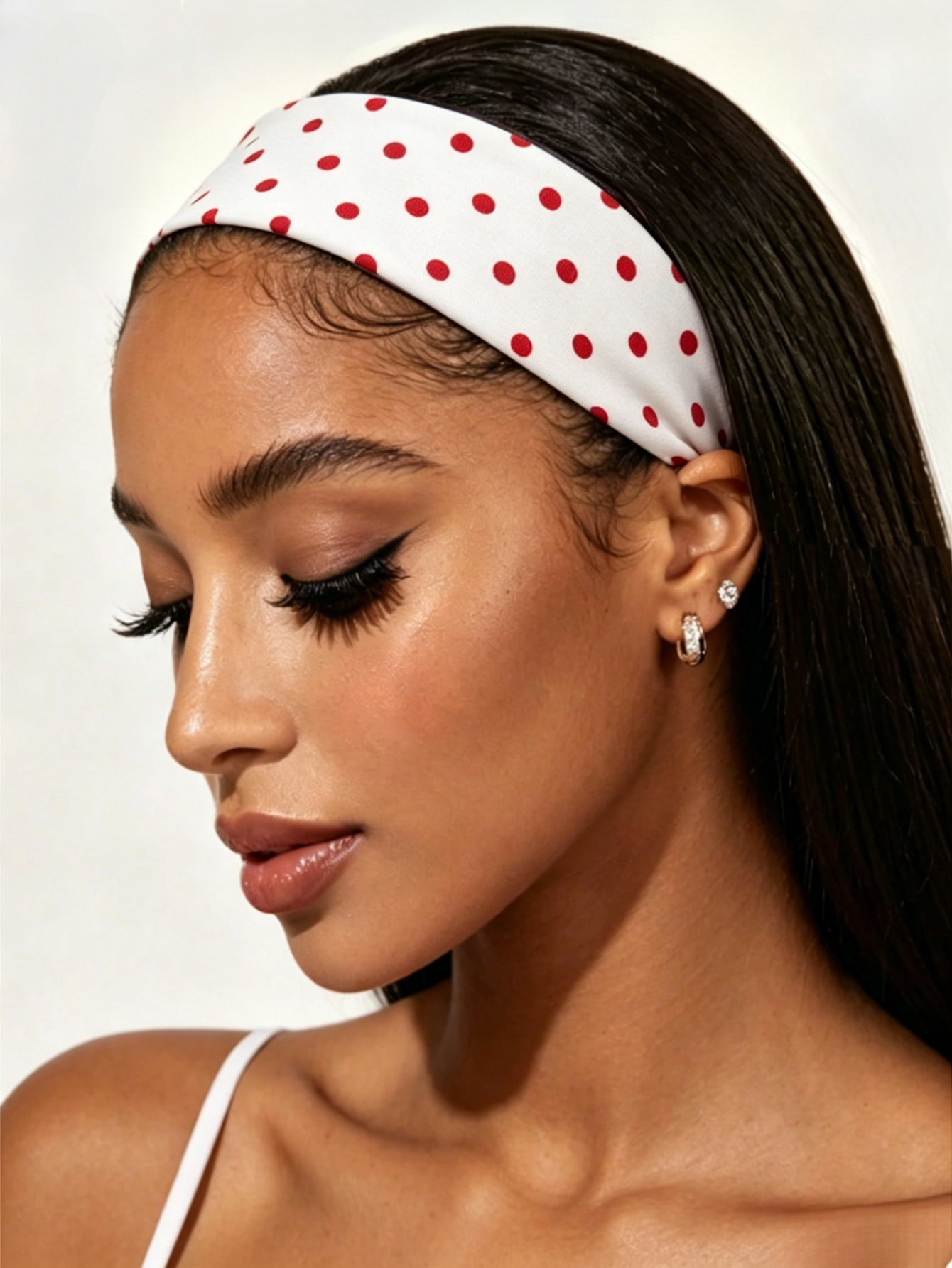 French Style Polka Dots Hair Band For Women, Made Of Soft Polyester Headband